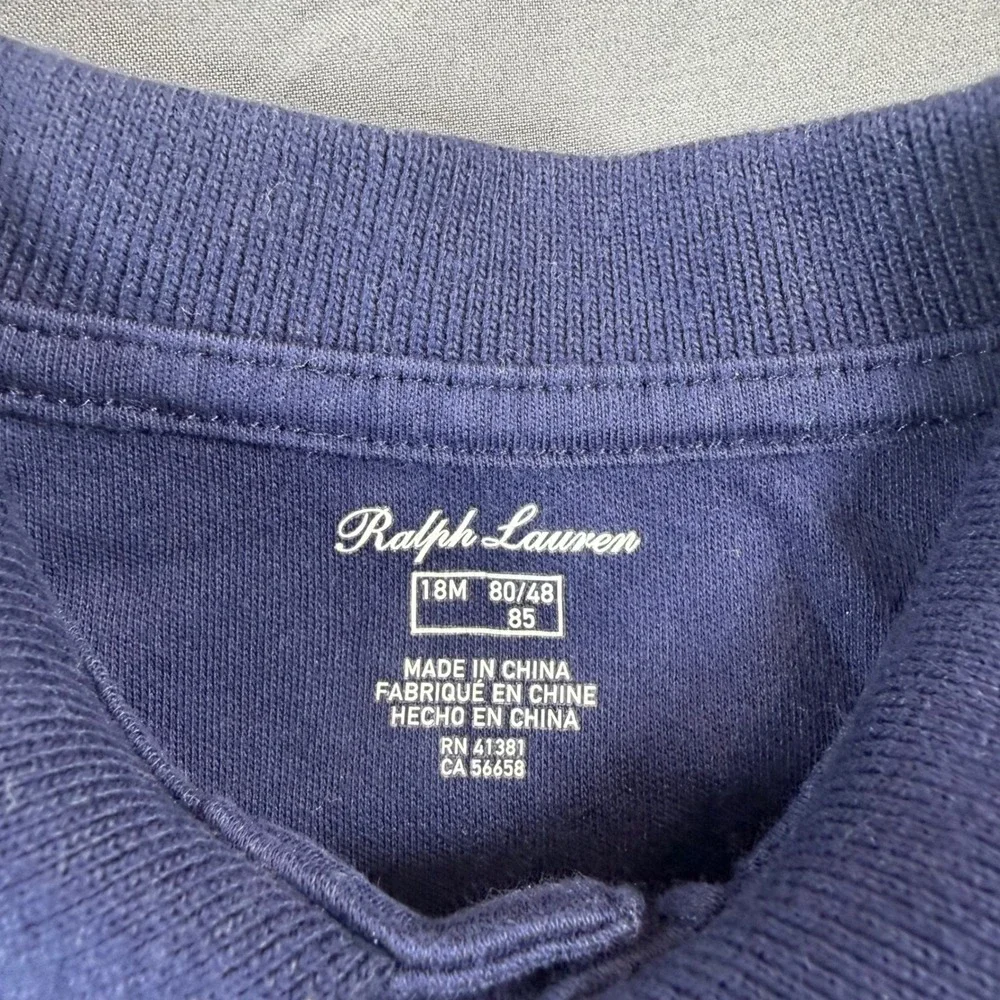 Ralph Lauren Baby Boy 18M Lot 3 Polo Shirts Striped Tee Navy Red Blue White
